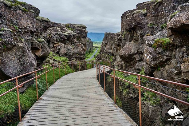 Walking Path Between Tectonic Plates in Iceland