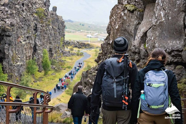 Tourists Walking in Thingvellir National Park