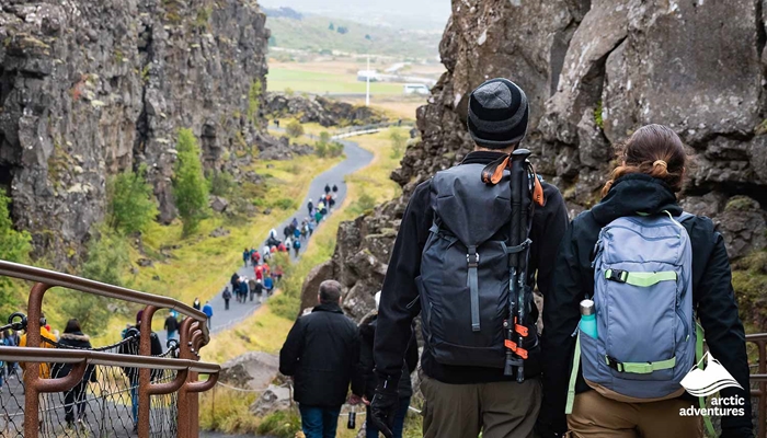 Tourists Walking in Thingvellir National Park