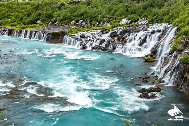 Hraunfossar Waterfall Cascade in Iceland