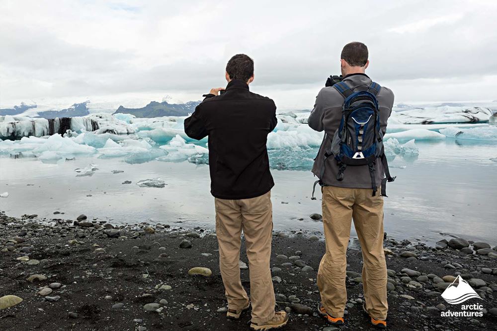 Two Men Photographing Glacier Lagoon