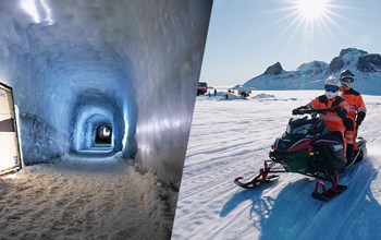 Man Made Ice Tunnel & Glacier Snowmobile