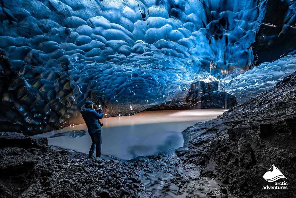 Woman in Blue Ice Cave