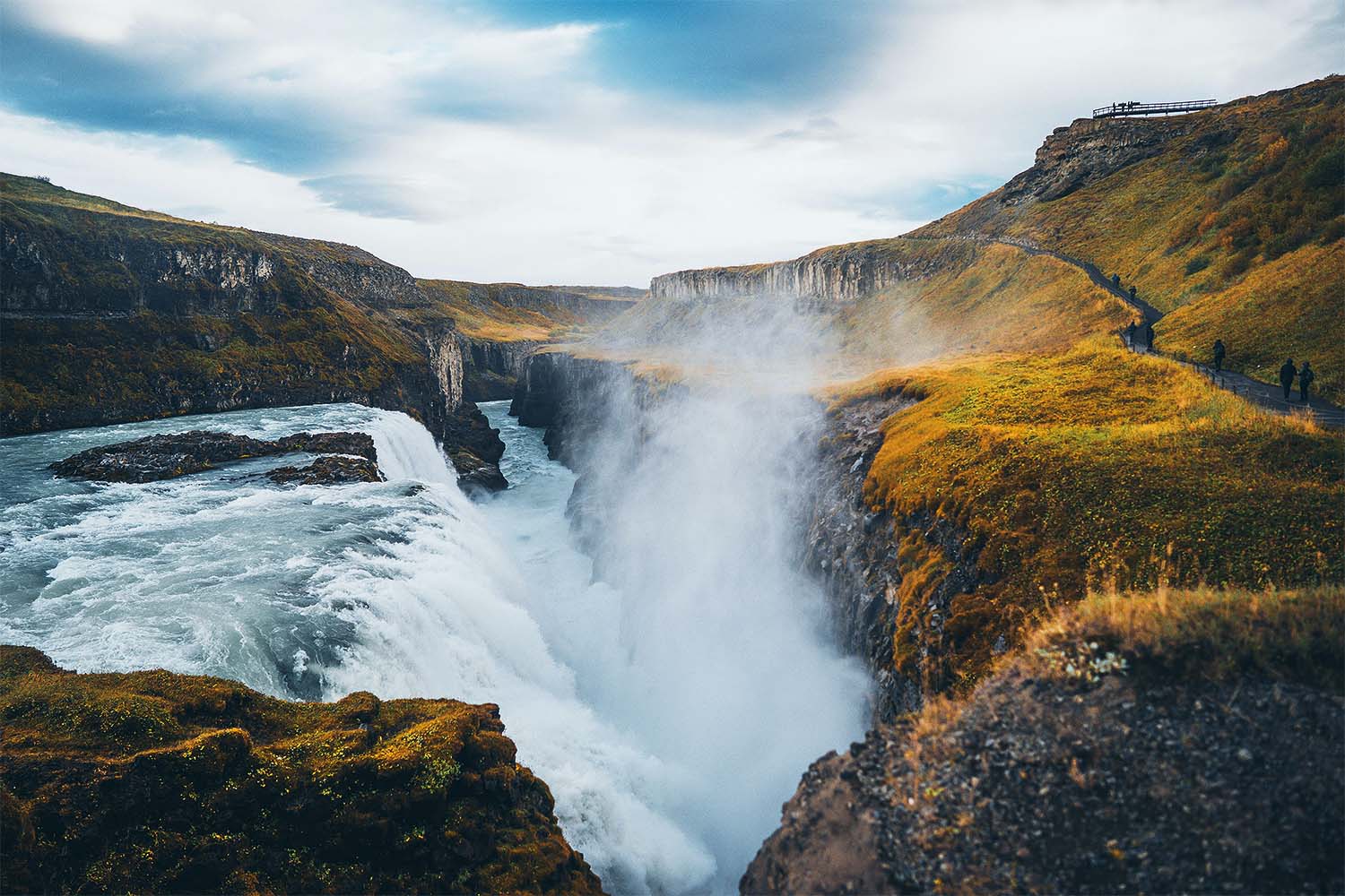 Gullfoss waterfall with summer autumn 