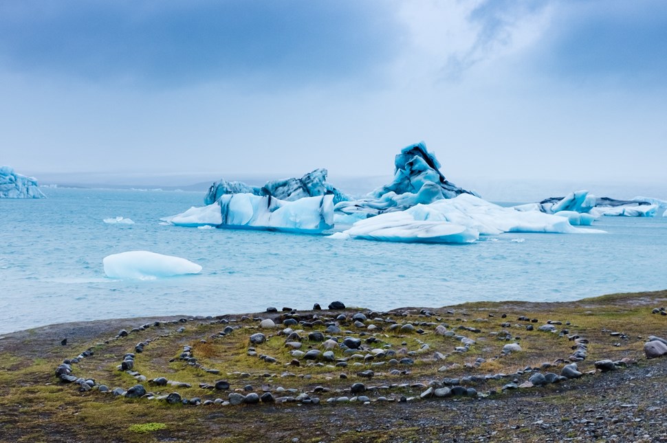 Icebergs floating in Jökularsálón Glacier Lagoon Iceland 