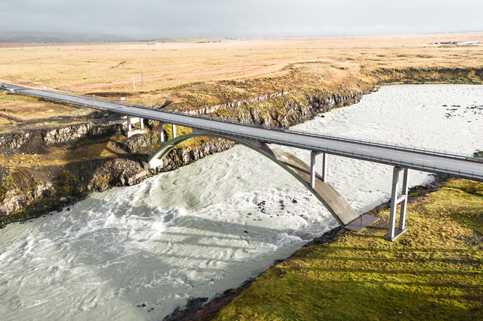 Bridge in Iceland  over Beautiful Fast River
