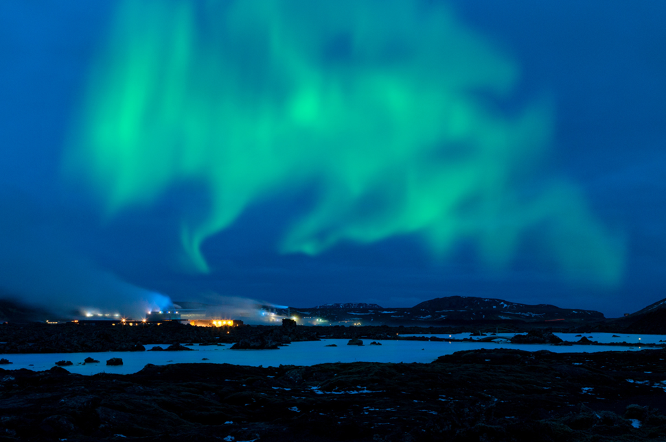 Blue Lagoon and Evening Northern Lights in Iceland 