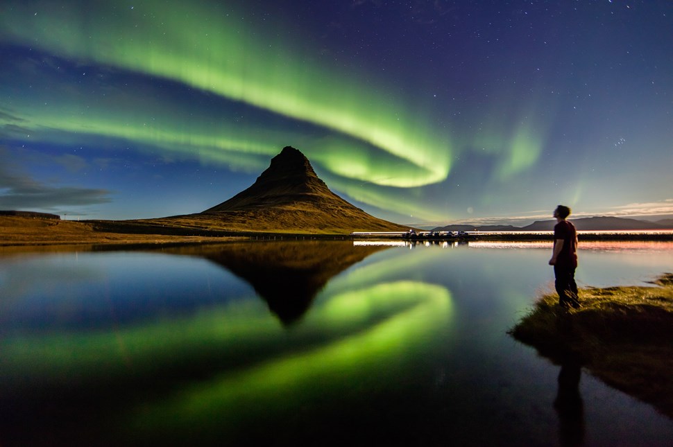 Viewing the Northern Lights Over Kirkjufell Mountain in Iceland