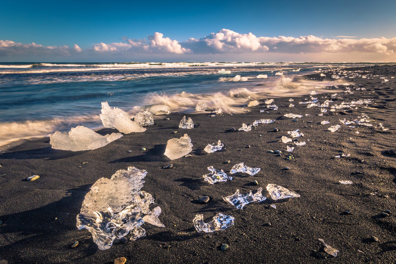 Diamond Beach Ice And Black Sand In Iceland