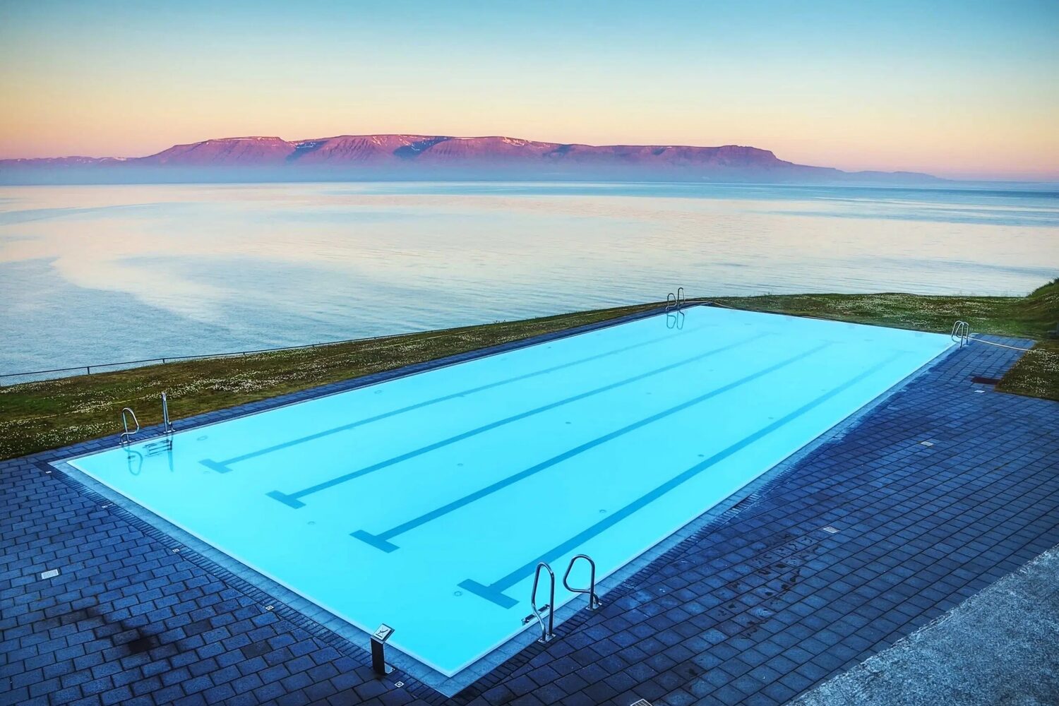 Geothermal Pool Overlooking Fjord Hofsos Iceland