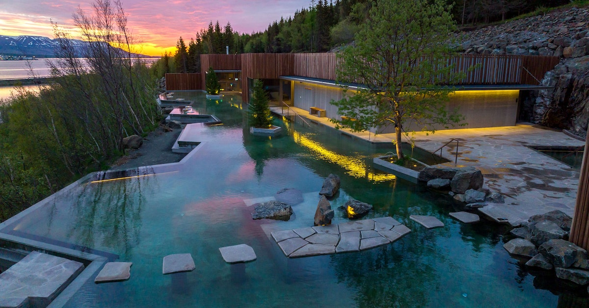 Forest Lagoon Pools Iceland Tranquil Reflection