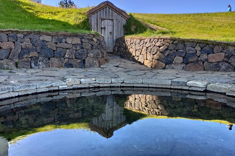 Wooden House And Snorralaug Pool Reykholt Iceland