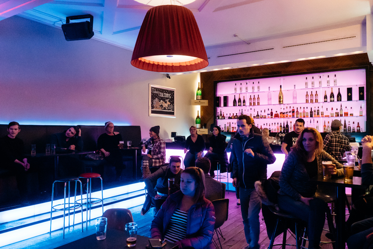 People hanging out in B5 club