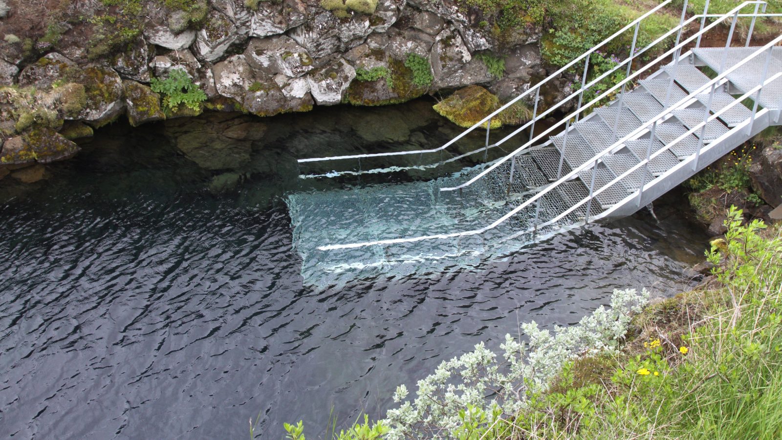Stairs into the Silfra Fissure in Iceland