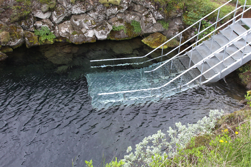 Stairs into the Silfra Fissure in Iceland
