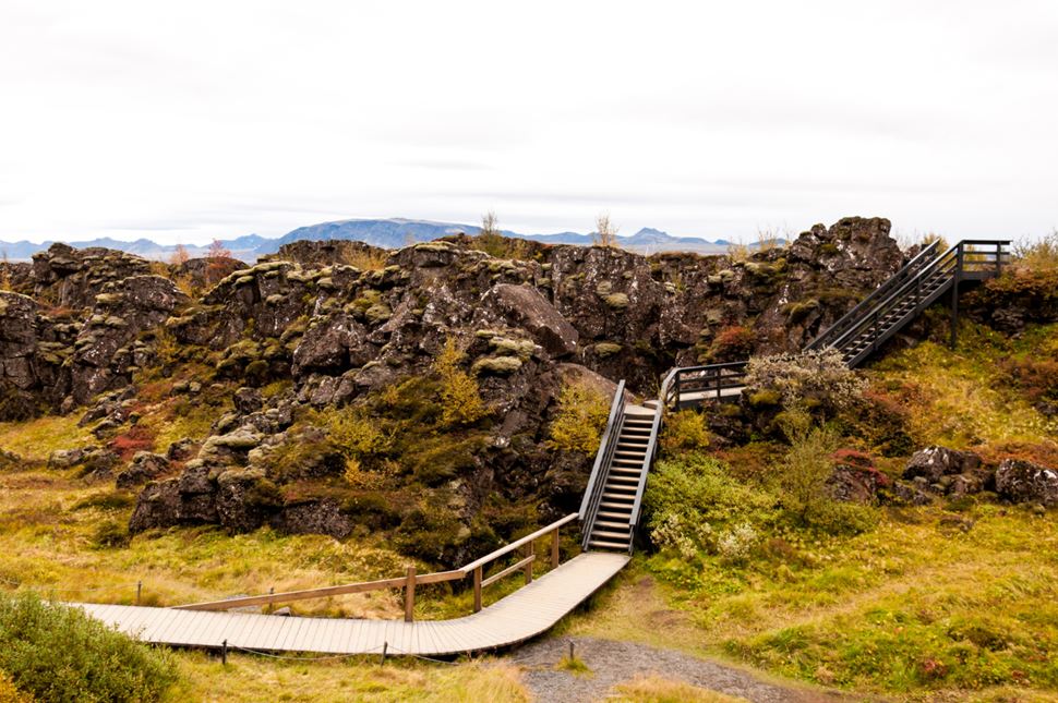 Wooden path in Thingvellir Wooden path in Thingvellir National Park