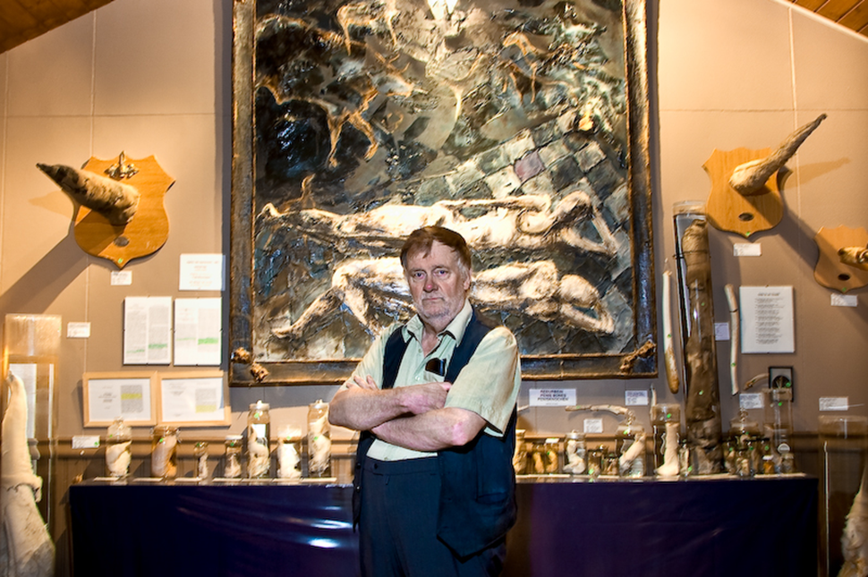 Founder of Icelandic Phallological Museum stands proudly among his unique collection.