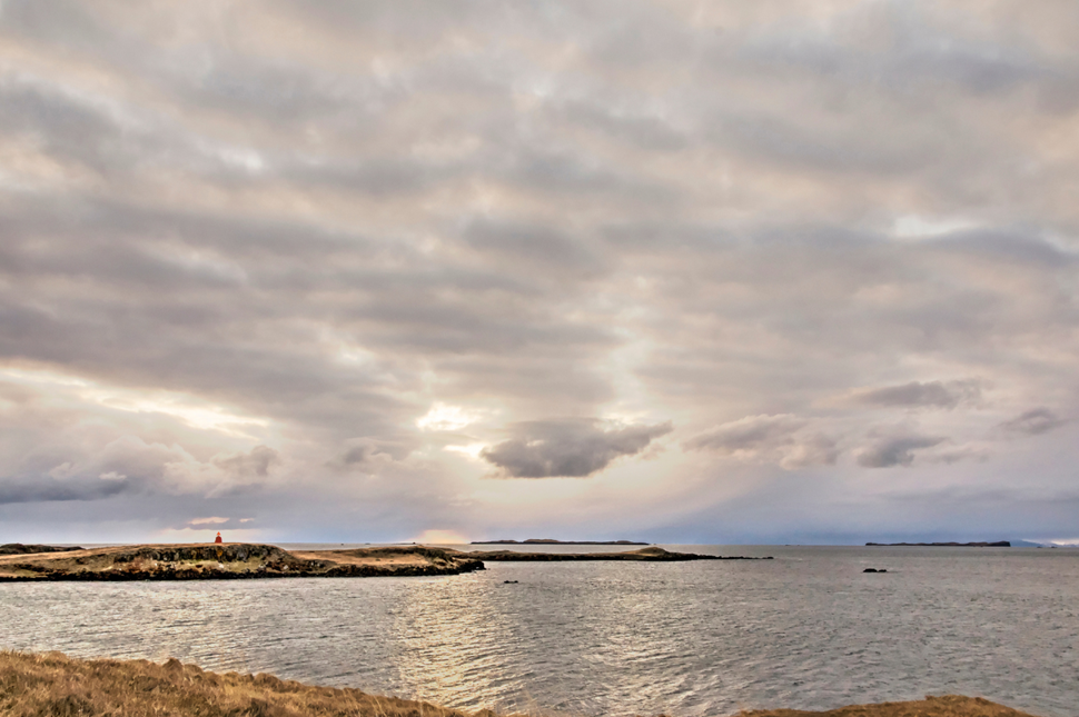 Sun setting over Breiðafjörður Bay in West Iceland