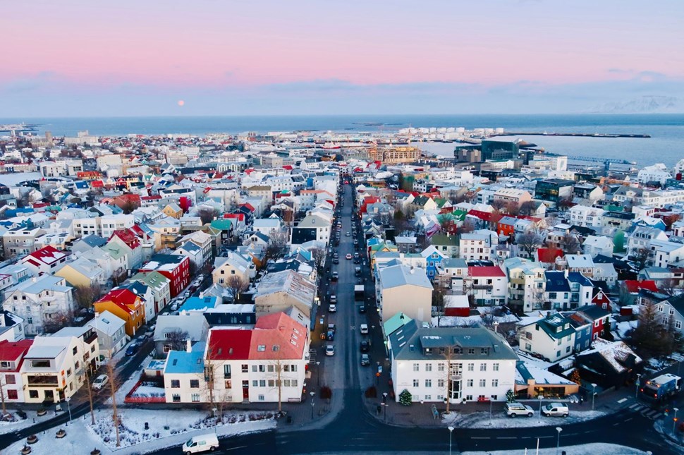 View over Reykjavík in the morning.