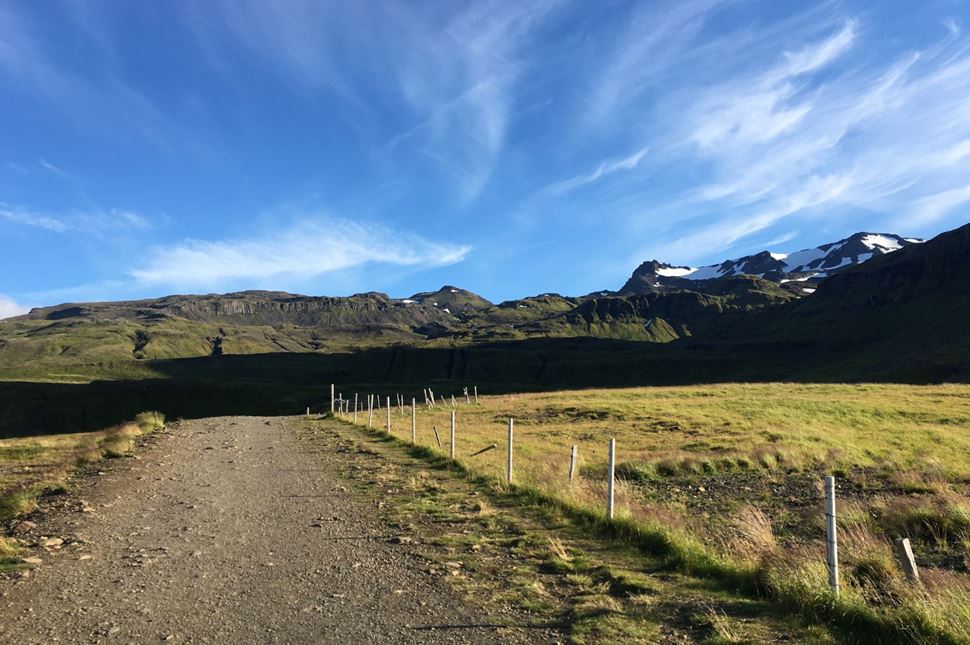 A hiking path close to Kirkjufell mountain in Iceland.