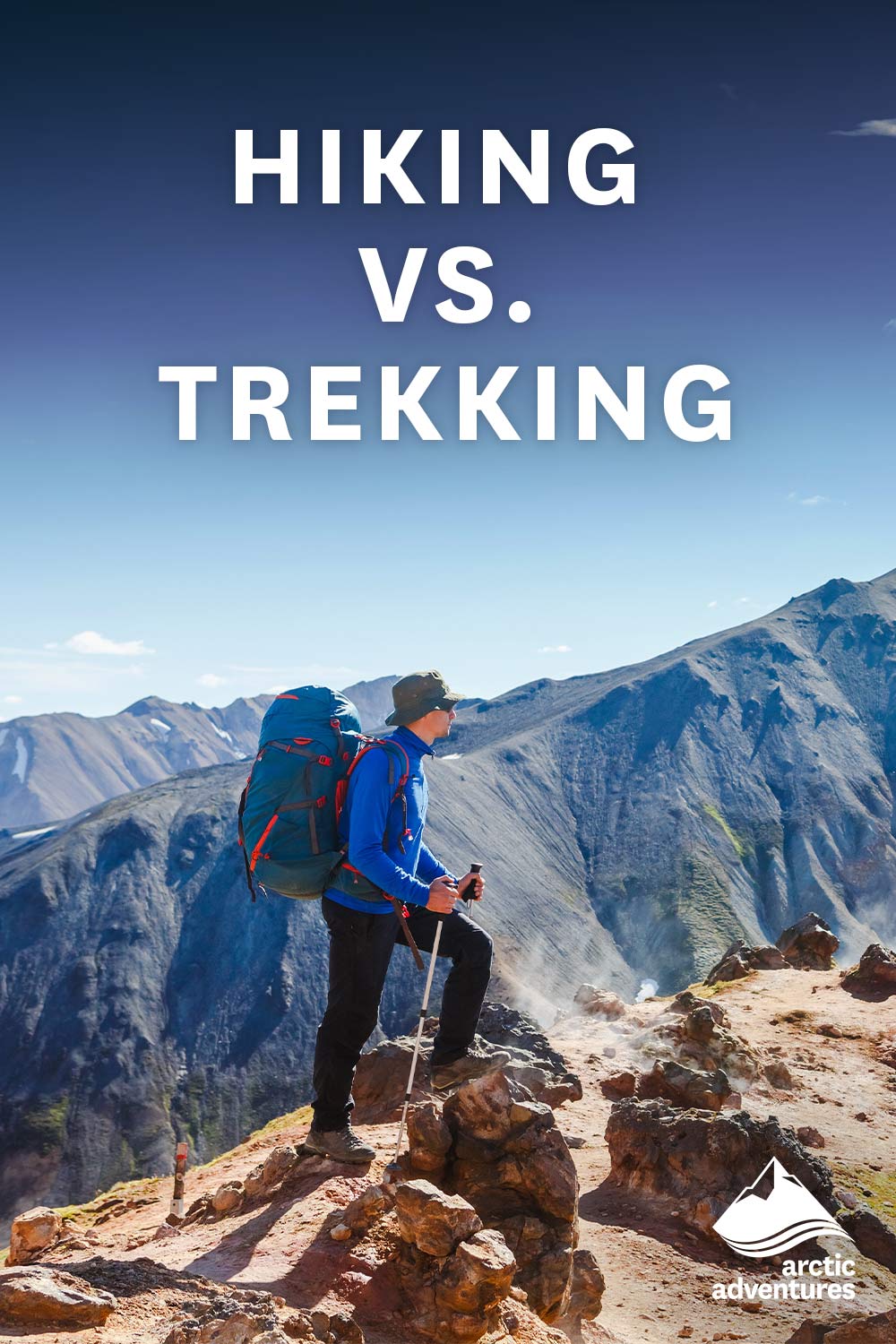 Person trekking in the mountains