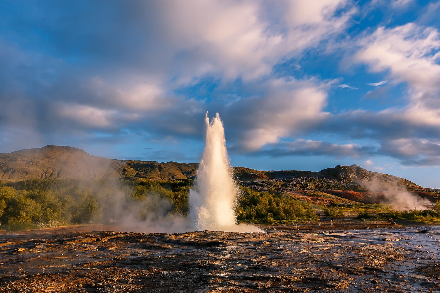 Strokkur Geysir During Sunset
