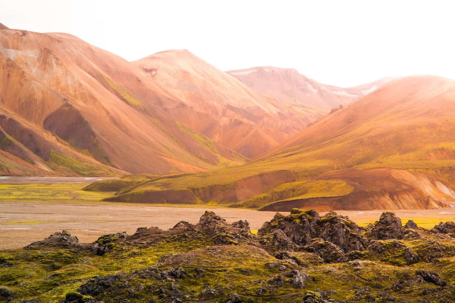 Colorful mountains at the start of the Laugavegur trail