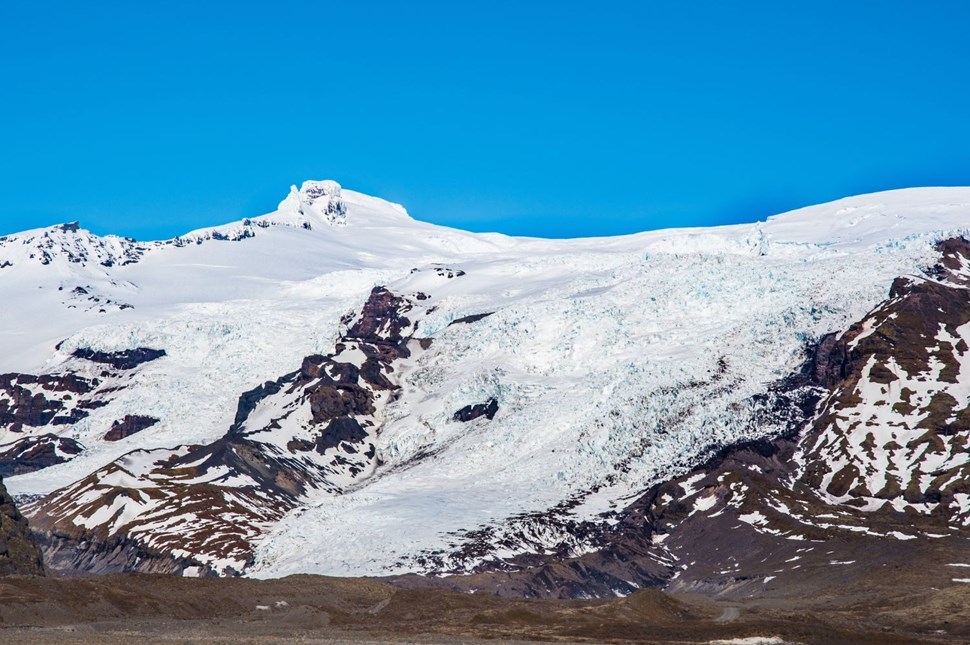 Falljökull Glacier covered in snow