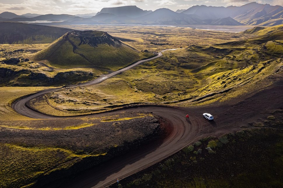 Aerial view of Icelandic road