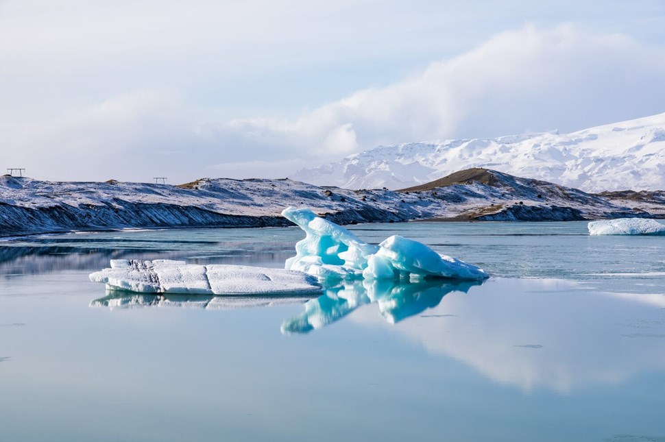 Icebergs in glacier lagoon in Iceland