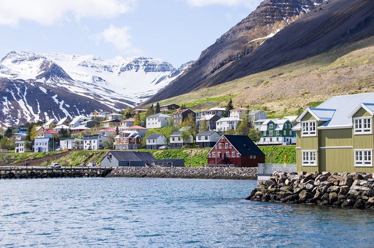 Fishing village by the sea in Iceland