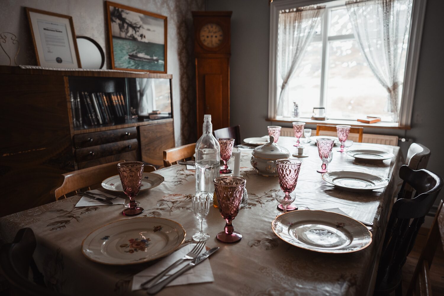 Table ready for dinner in farmhouse hotel