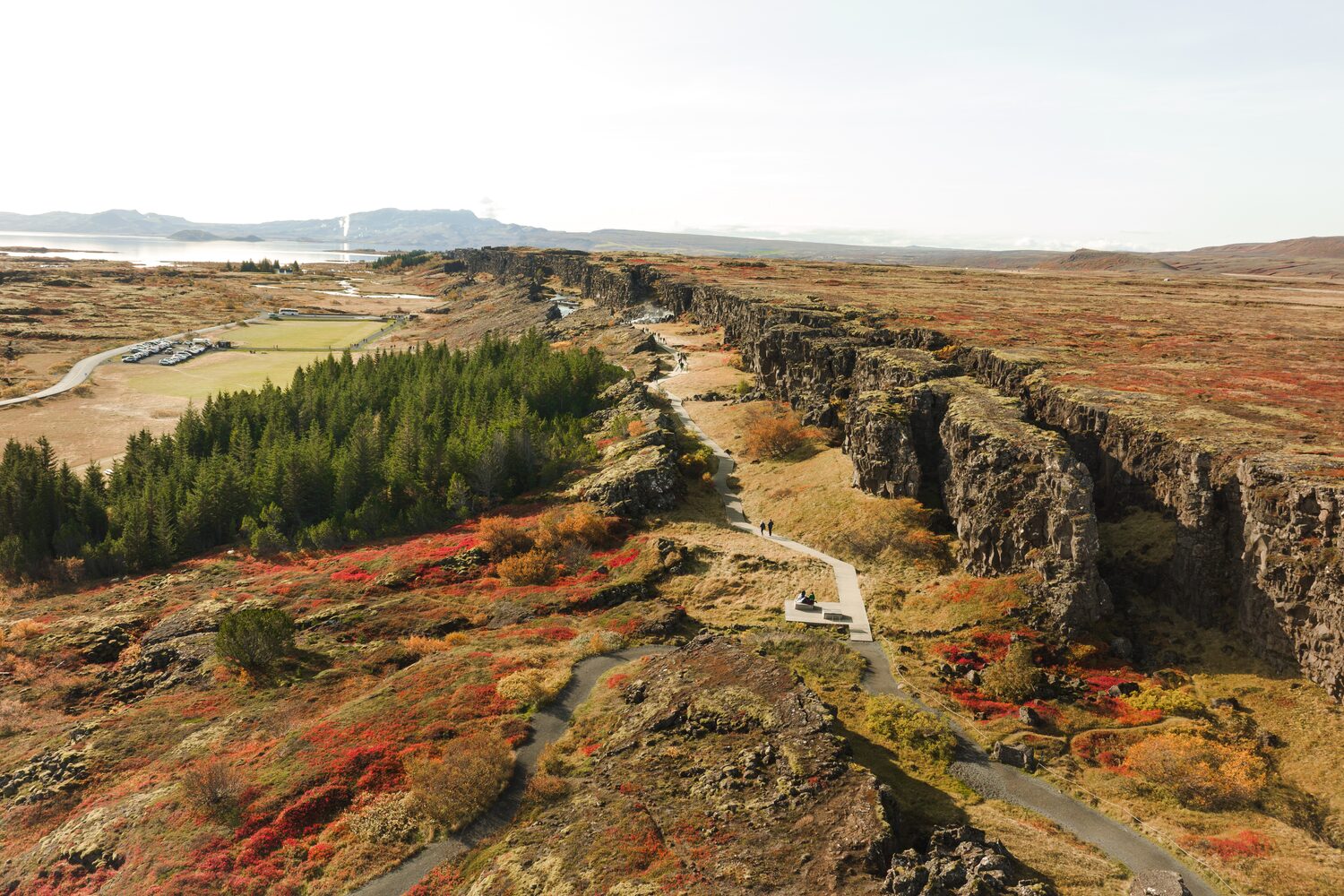 top view of the Thingvellir park in the Golden Circle Iceland