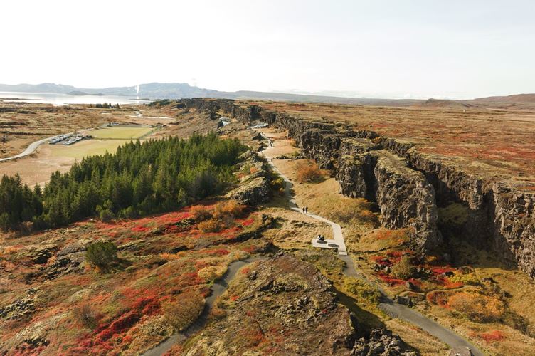 top view of the Thingvellir park in the Golden Circle Iceland
