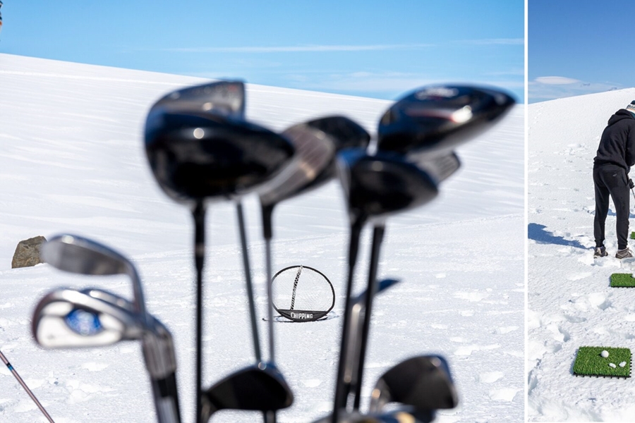 Golf on glacier in Iceland