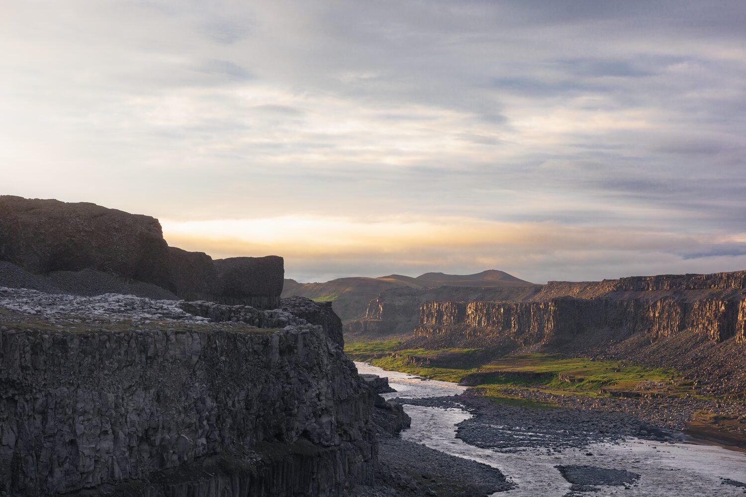 Jokulsargljufur Canyon sunset in Iceland.