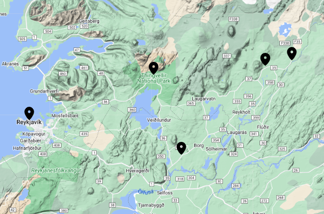 Golden Circle half day tour interactive map