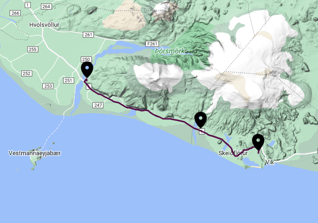 Waterfalls glacier hike and northern lights map