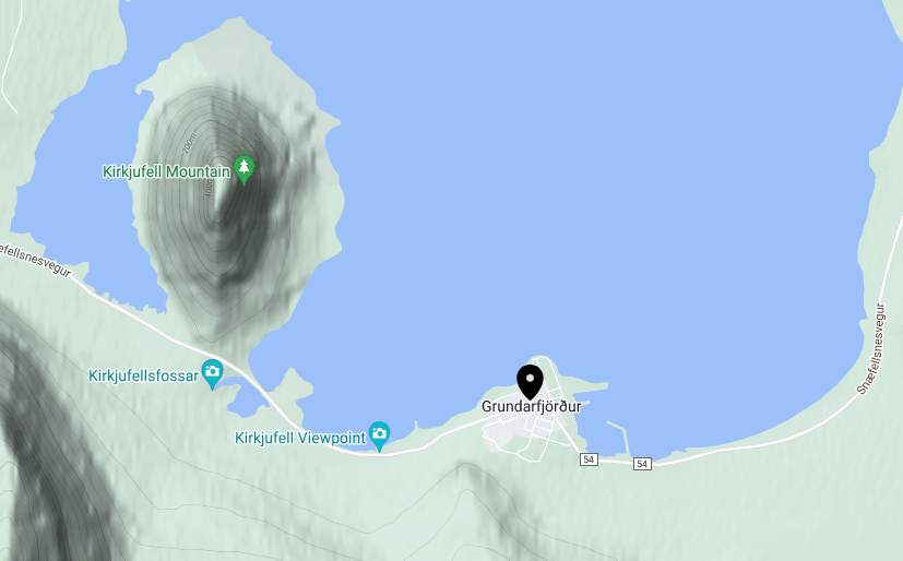 Kayaking under Mt. Kirkjufell map