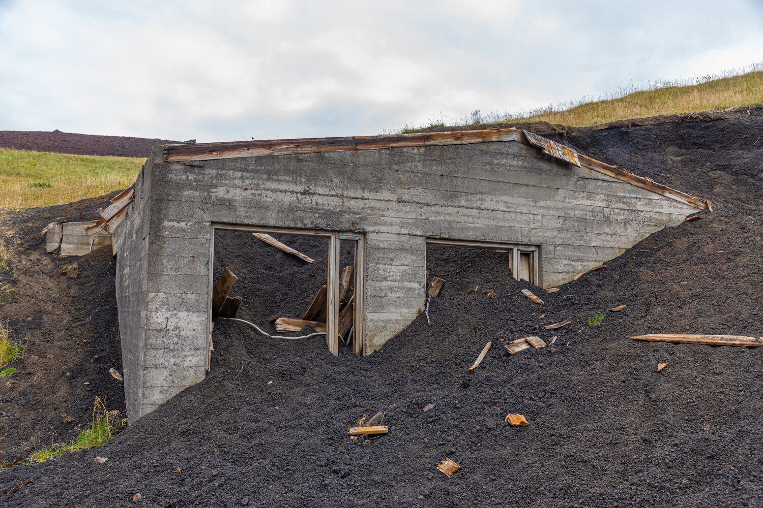 Eldheimar museum house buried in volcanic ash.