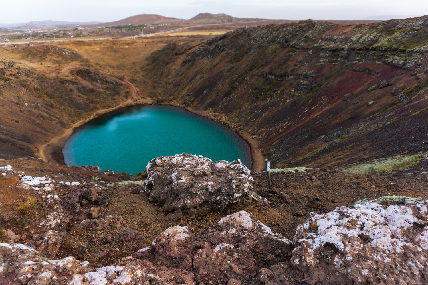 Kerid crater volanic lake in Iceland.