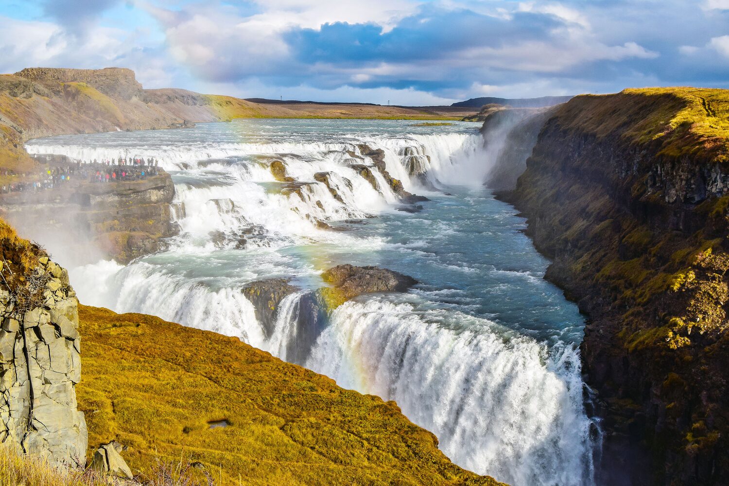 Huge waterfall on Iceland's Golden Circle