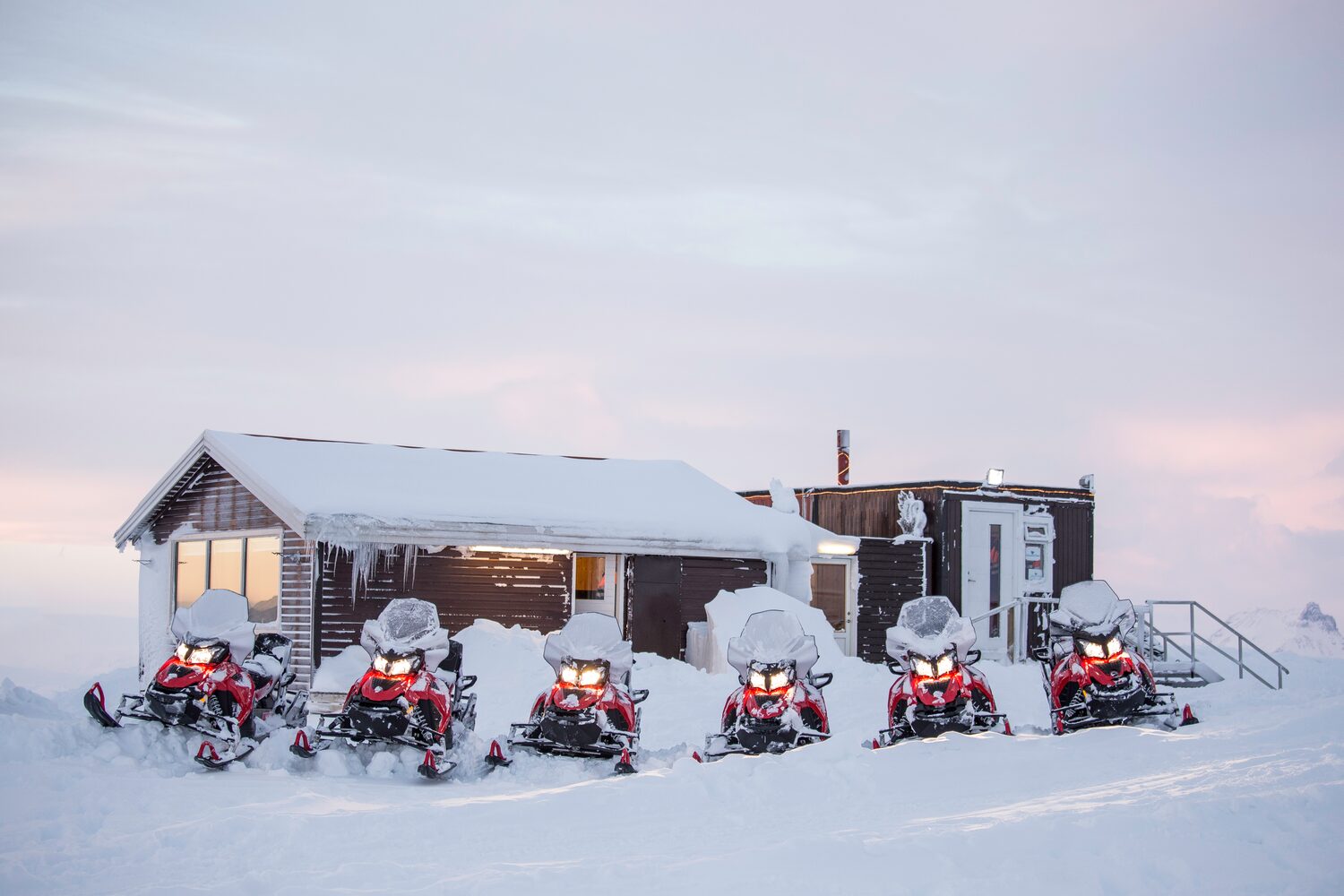 Snowmobiles Outside Klaki