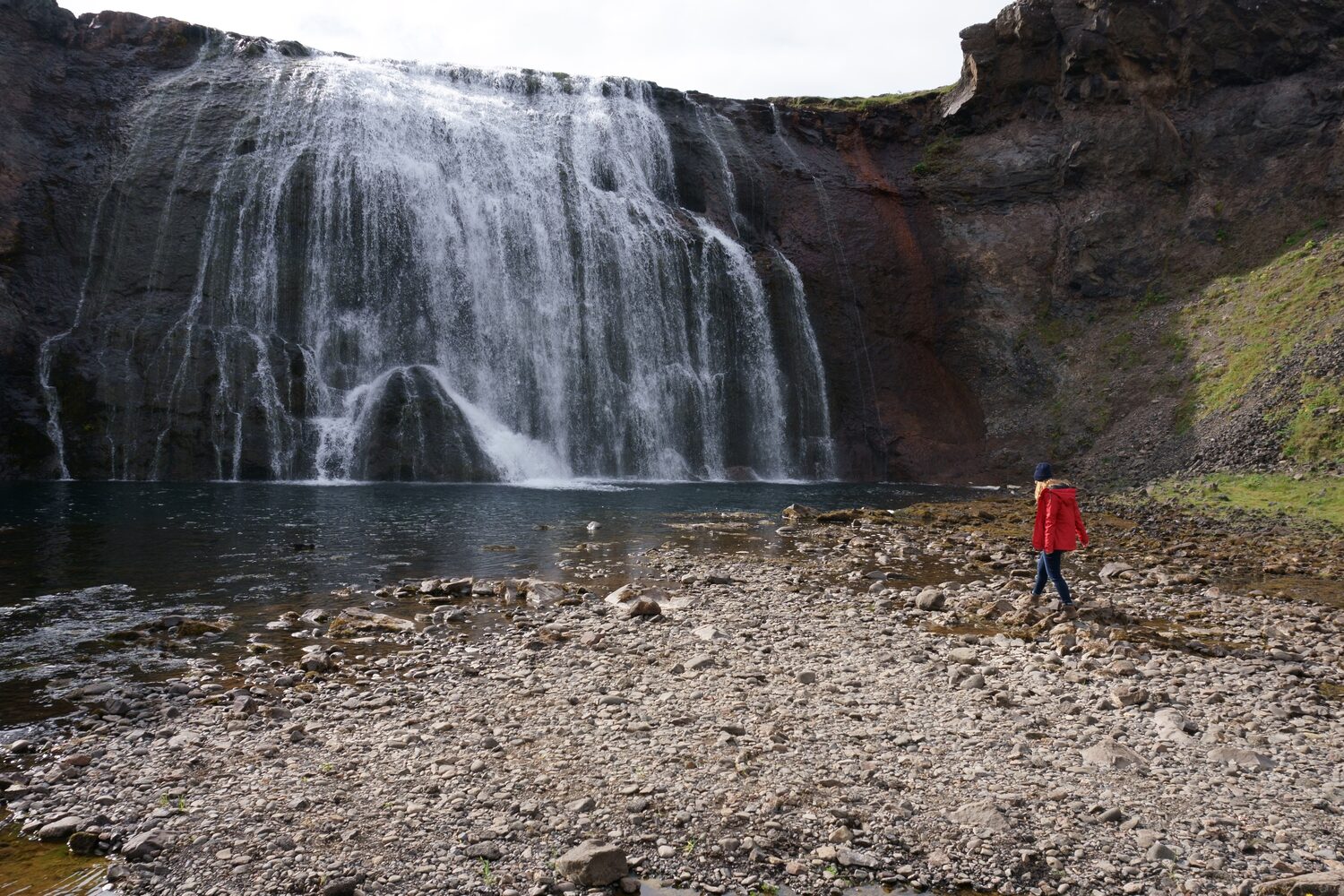 Woman Walk Waterfall