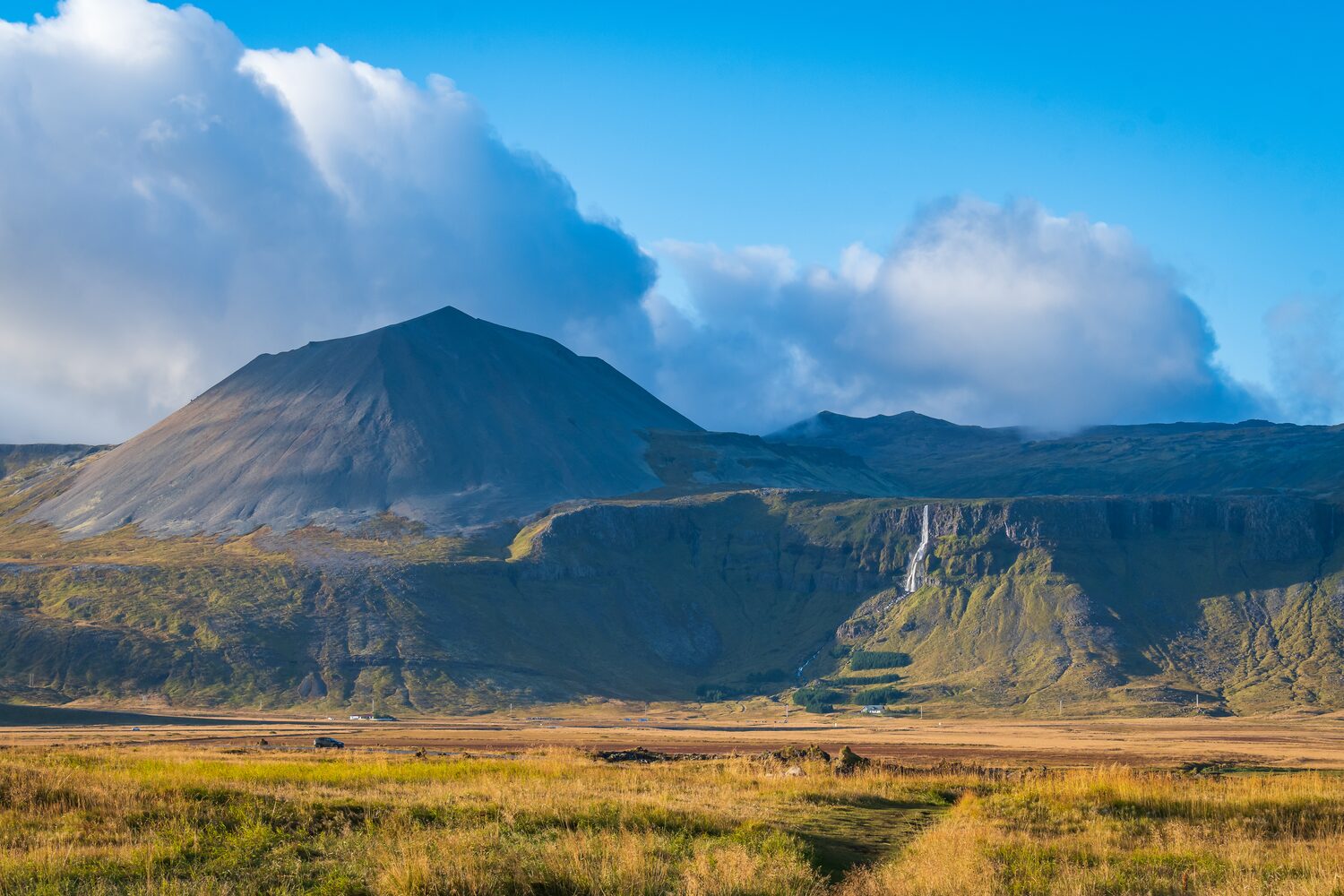 Snaefellsness Peninsula Landscape with bright blue sky 