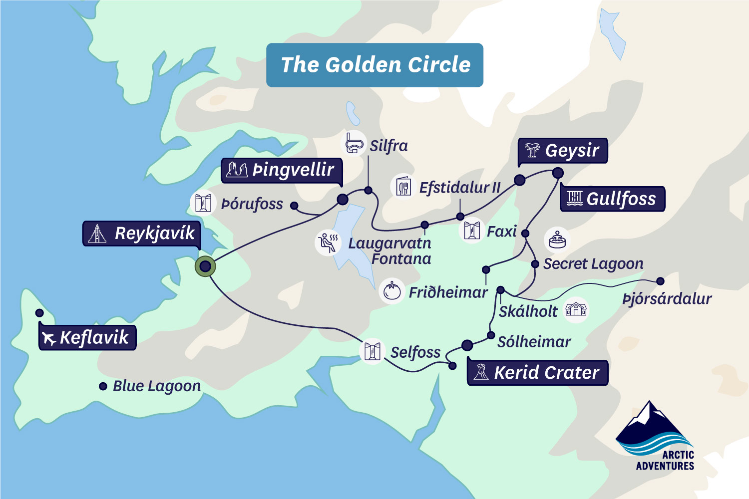 Golden Circle Iceland Map With Attractions Downloadable Golden Circle Iceland Map With Attractions Downloadable
