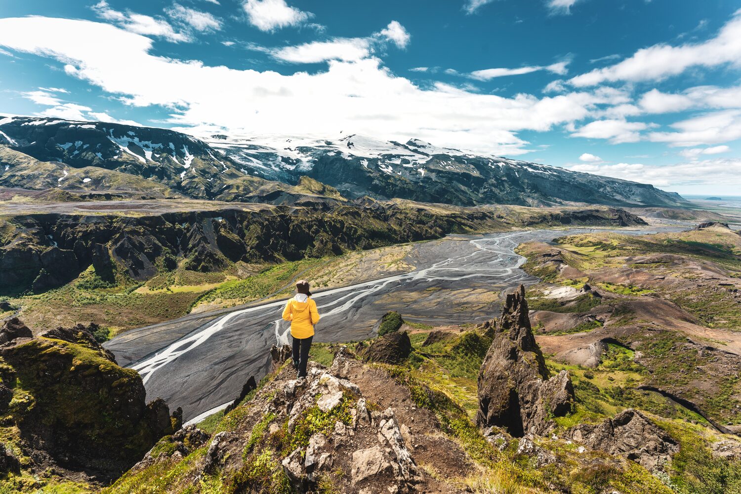 Female Hiker Thorsmork Landscape