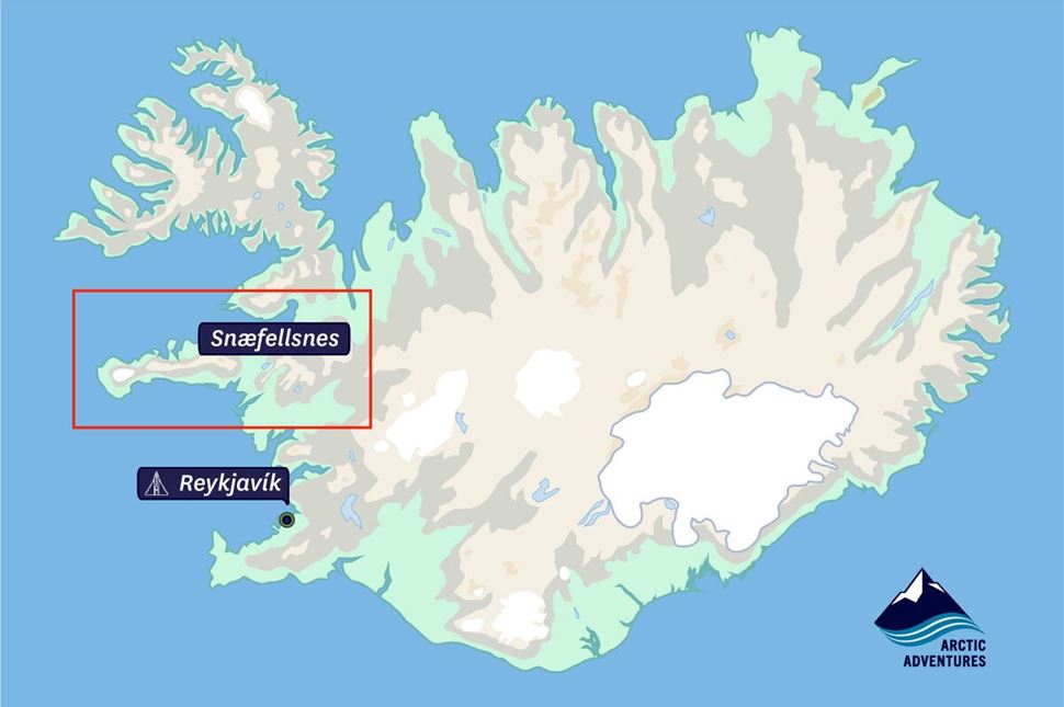Snaefellsnes Location Map Illustrated map of directions from Reykjavik to Snaefellsnes