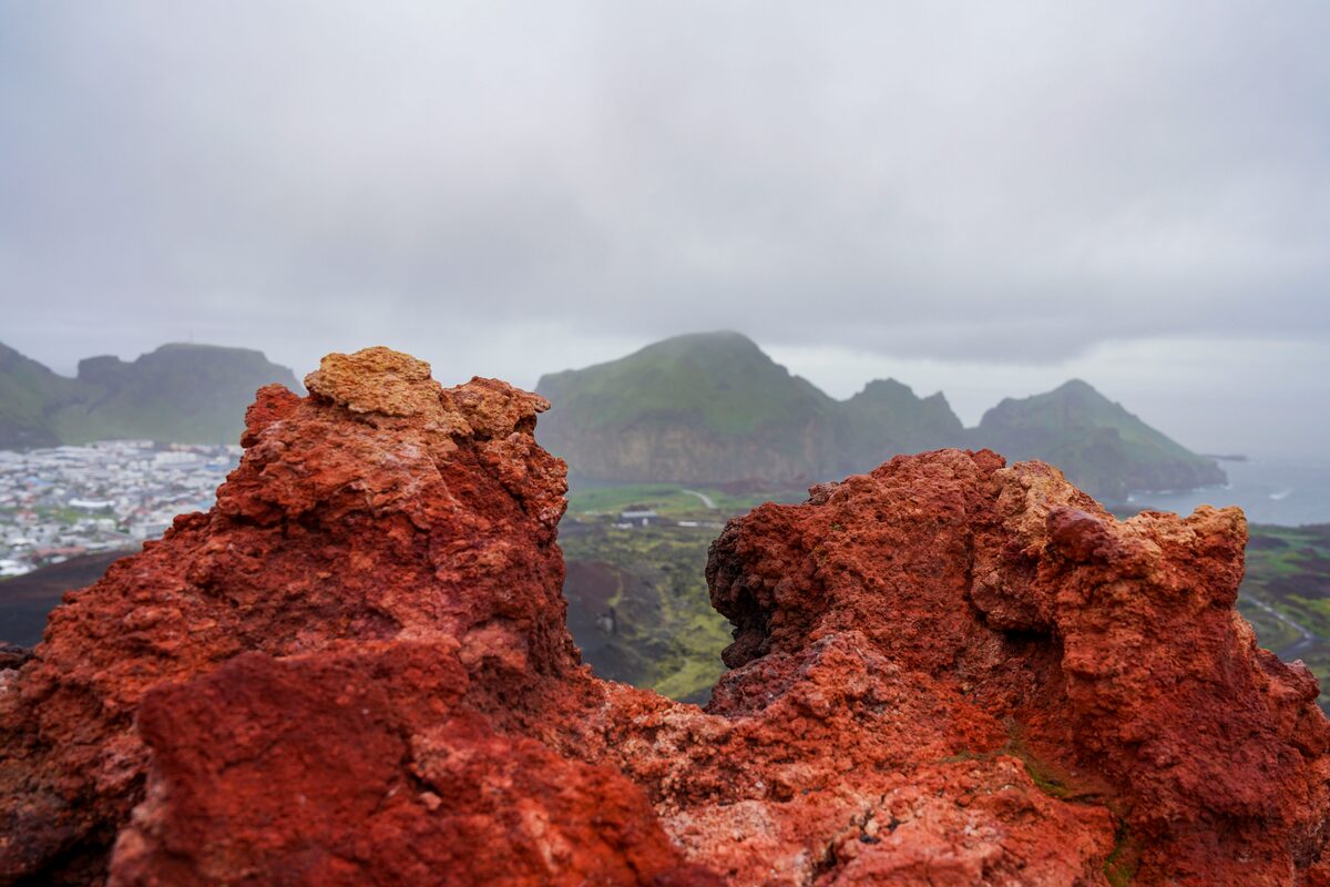 Red lava in Vestmannaeyjar islands