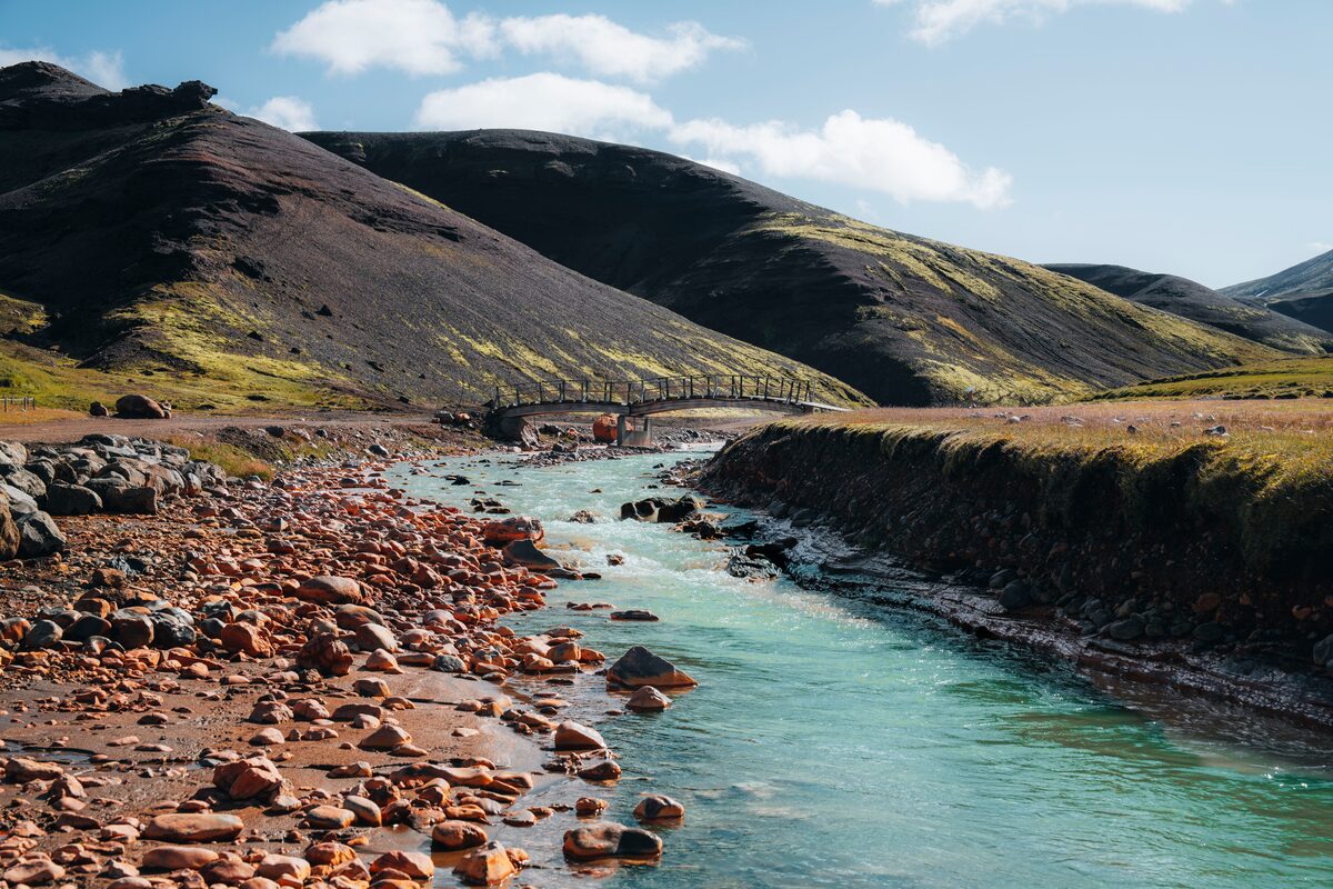 Blue mountain river in Iceland